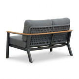 Montana stoel-bank loungeset 4 personen incl. tafel | aluminium + teak | antraciet | 4-delig