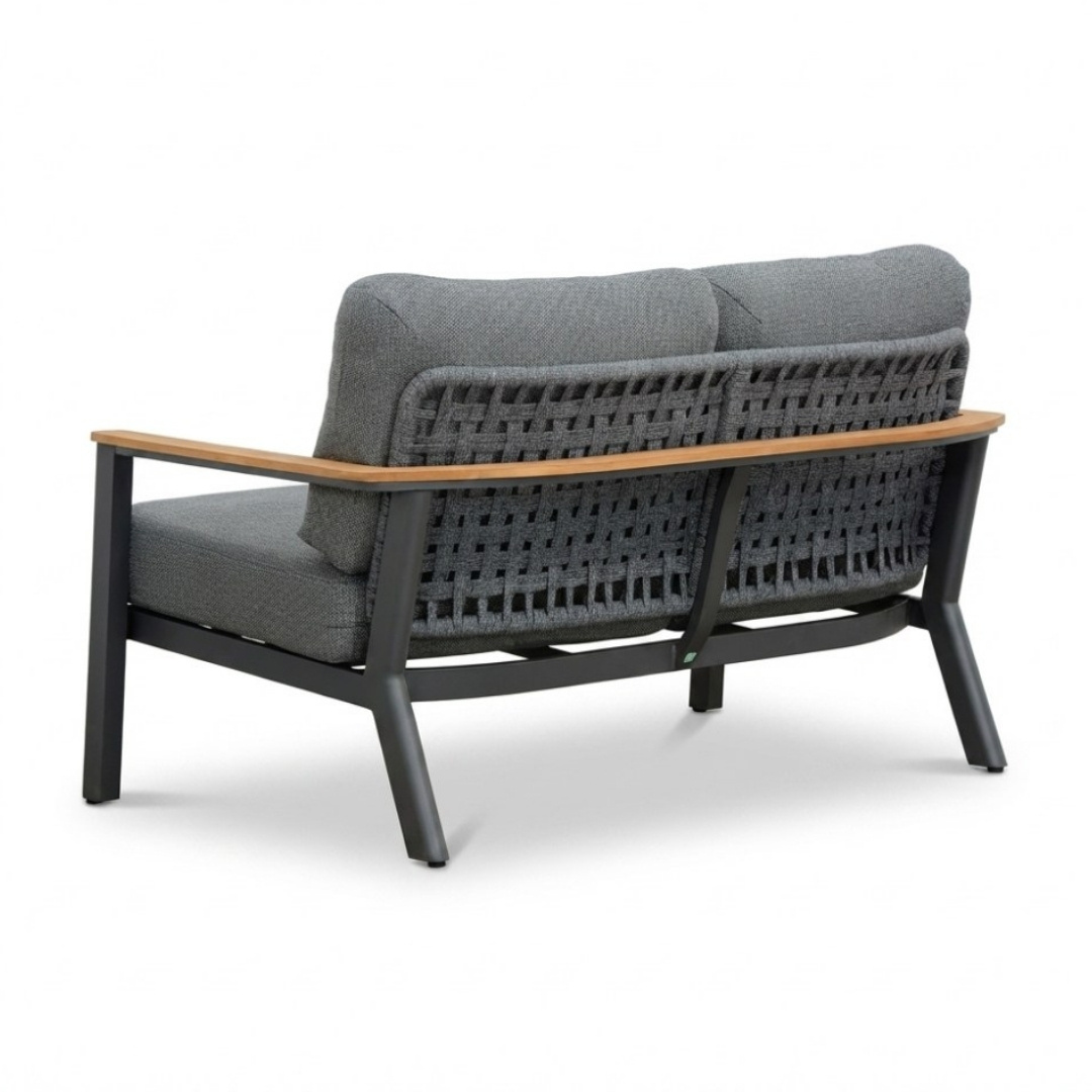 Montana stoel-bank loungeset 4 personen incl. tafel | aluminium + teak | antraciet | 4-delig