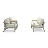 Montana stoel-bank loungeset 4 personen | aluminium + teak | beige | 3-delig