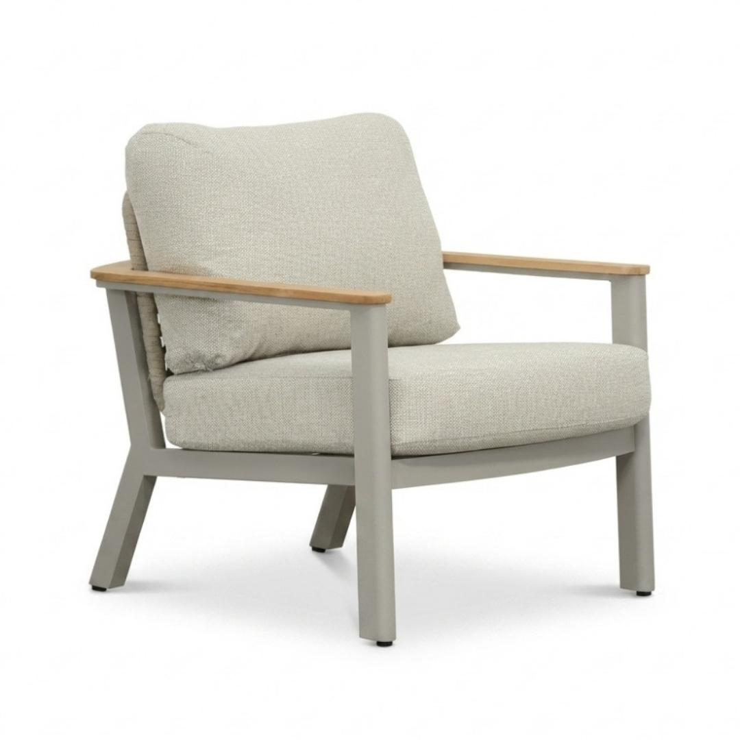 Montana stoel-bank loungeset 4 personen | aluminium + teak | beige | 3-delig