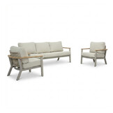 Montana stoel-bank loungeset 5 personen | aluminium + teak | beige | 3-delig