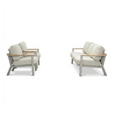 Montana stoel-bank loungeset 5 personen | aluminium + teak | beige | 3-delig