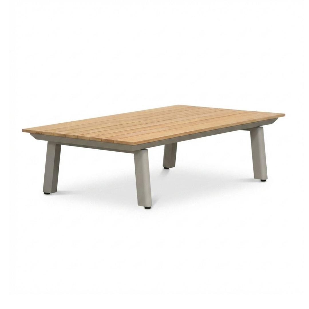 Montana koffietafel | aluminium + teak | beige | 120x60cm