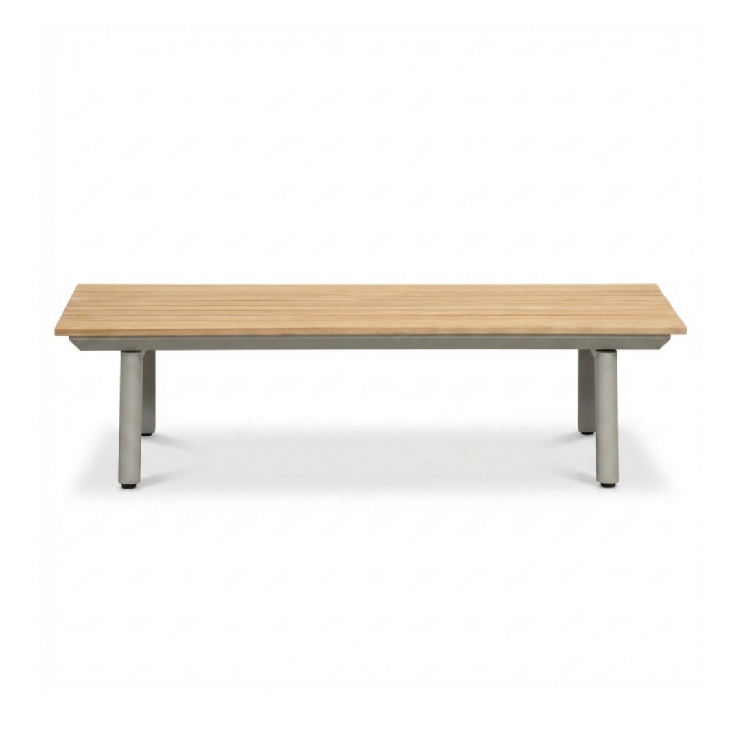 Montana koffietafel | aluminium + teak | beige | 120x60cm