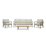 Montana stoel-bank loungeset 5 personen incl. tafel | aluminium + teak | beige | 4-delig