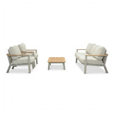 Montana stoel-bank loungeset 5 personen incl. tafel | aluminium + teak | beige | 4-delig