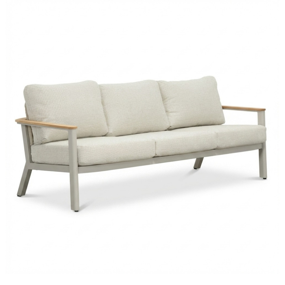 Montana stoel-bank loungeset 5 personen incl. tafel | aluminium + teak | beige | 4-delig