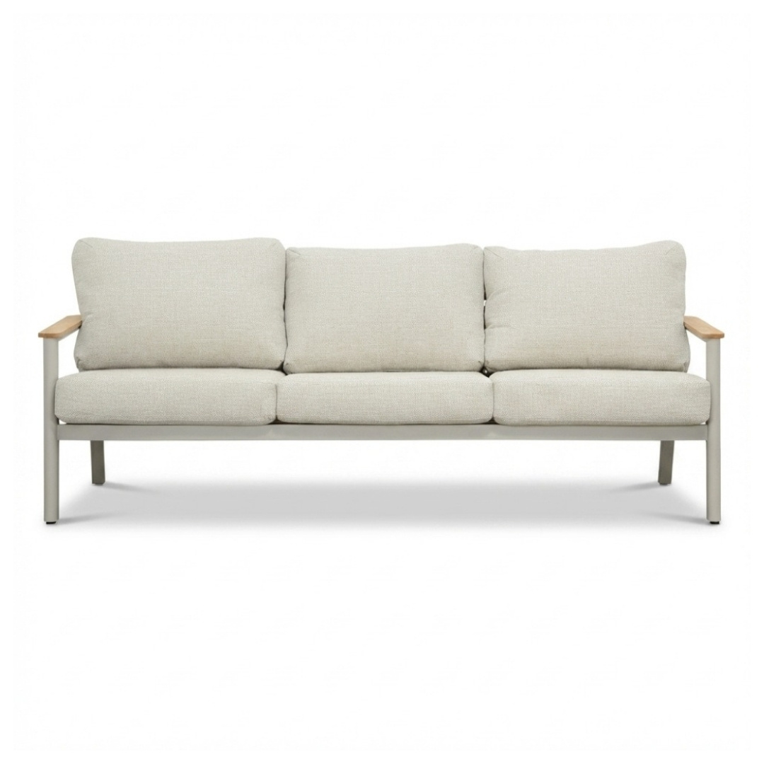 Montana stoel-bank loungeset 5 personen incl. tafel | aluminium + teak | beige | 4-delig