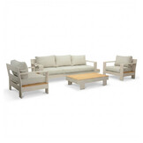Riviera stoel-bank loungeset 5 personen | aluminium + teak | beige | 4-delig