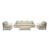 Riviera stoel-bank loungeset 5 personen | aluminium + teak | beige | 4-delig