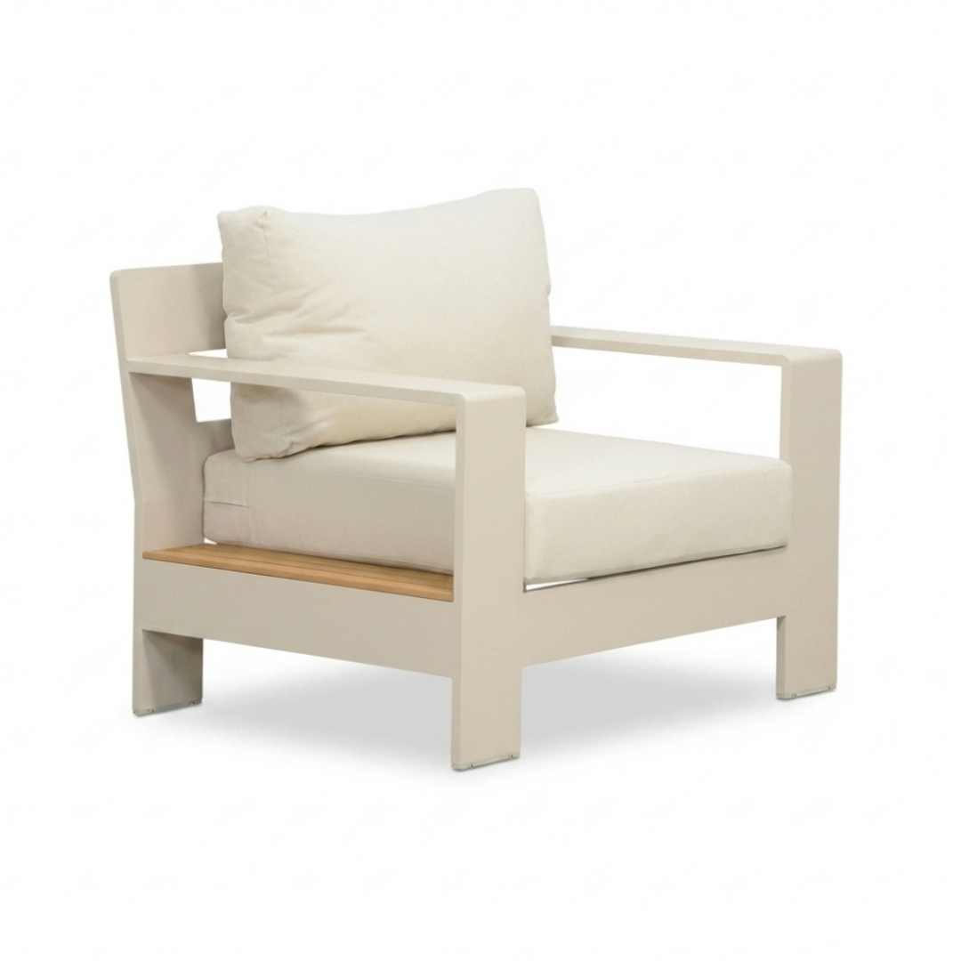 Riviera stoel-bank loungeset 5 personen | aluminium + teak | beige | 4-delig