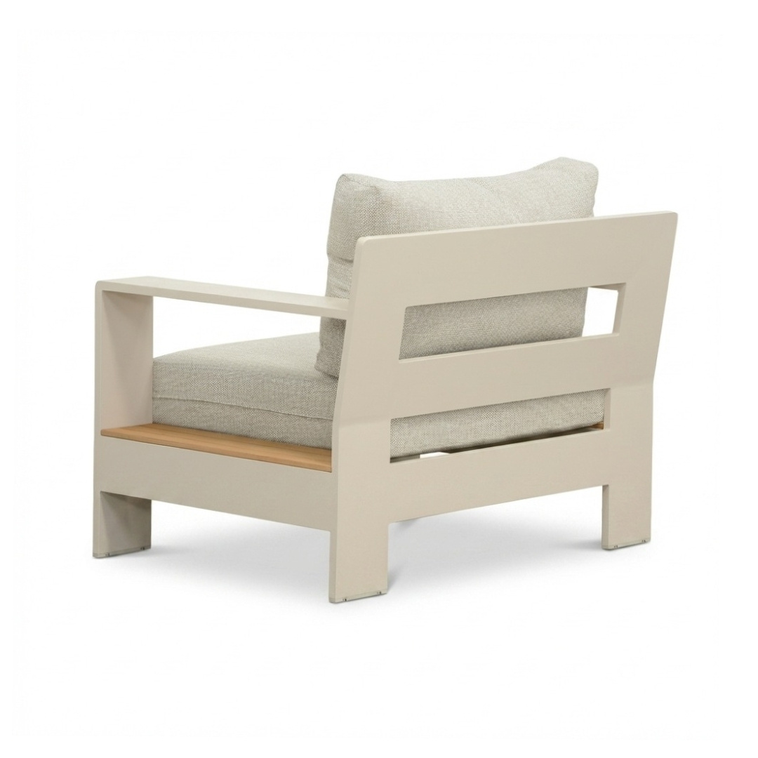 Riviera stoel-bank loungeset 5 personen | aluminium + teak | beige | 4-delig