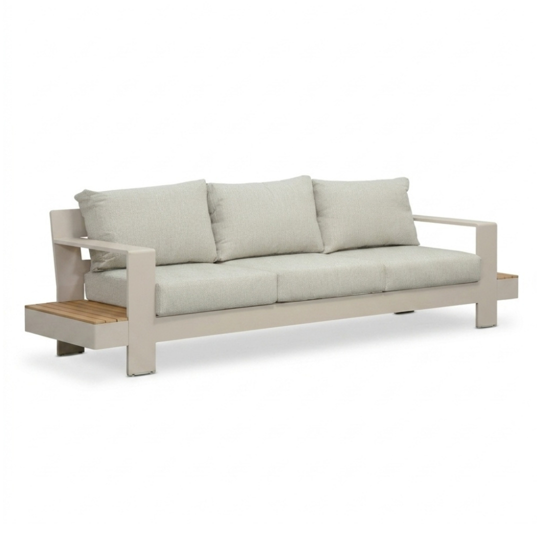 Riviera stoel-bank loungeset 5 personen | aluminium + teak | beige | 4-delig