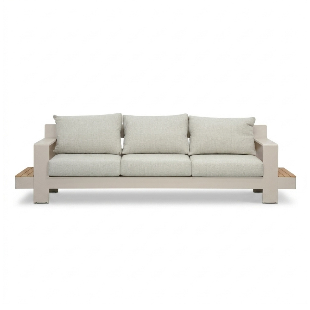 Riviera stoel-bank loungeset 5 personen | aluminium + teak | beige | 4-delig
