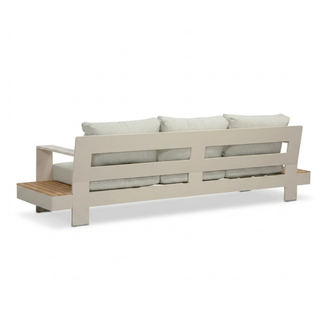Riviera stoel-bank loungeset 5 personen | aluminium + teak | beige | 4-delig