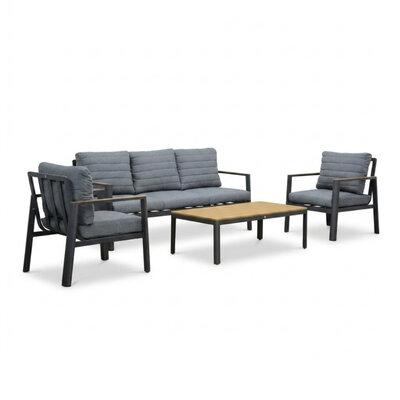 Tokyo stoel-bank loungeset 5 personen incl. tafel  | aluminium + polywood | antraciet | 4-delig