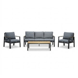 Tokyo stoel-bank loungeset 5 personen incl. tafel  | aluminium + polywood | antraciet | 4-delig