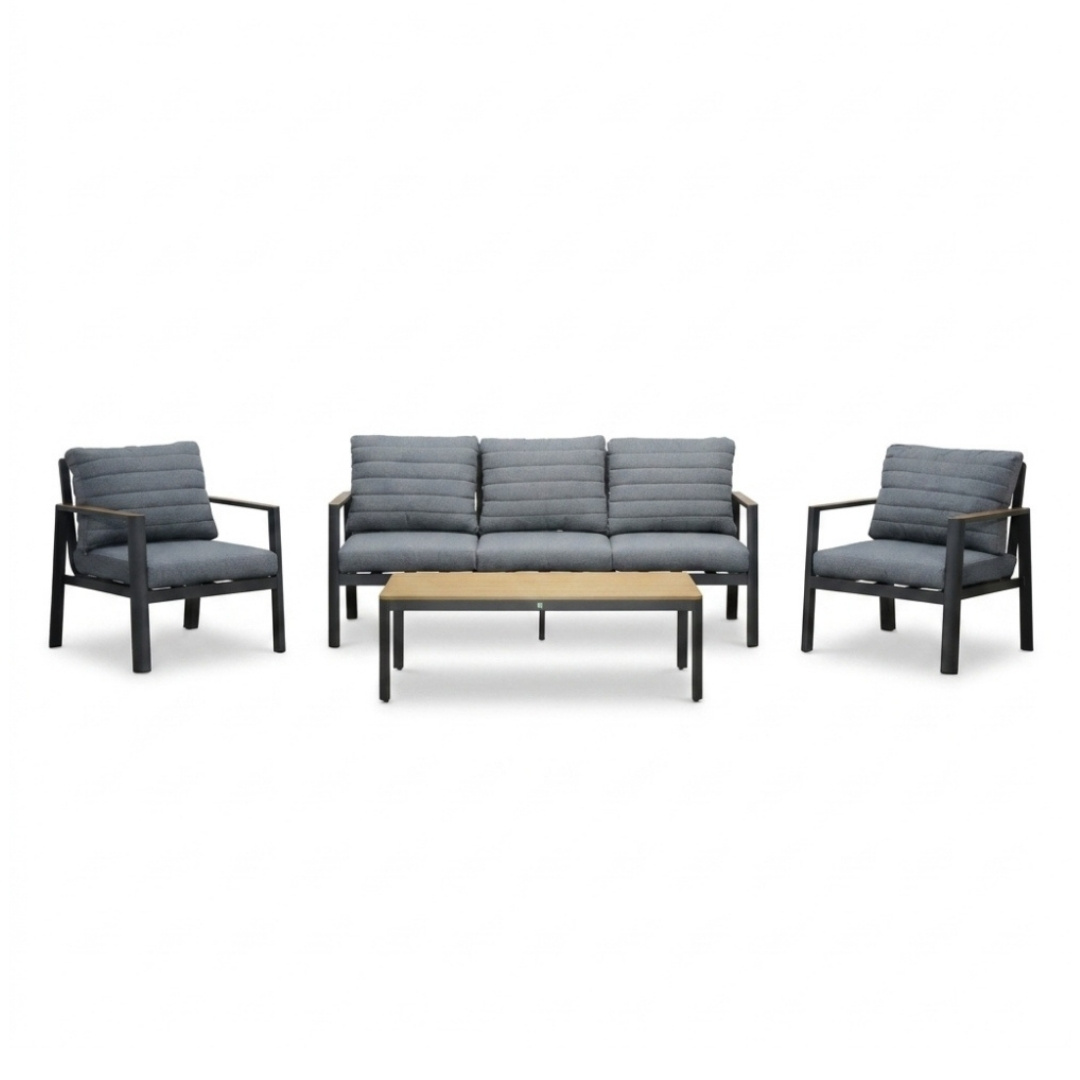Tokyo stoel-bank loungeset 5 personen incl. tafel  | aluminium + polywood | antraciet | 4-delig