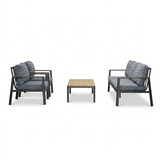 Tokyo stoel-bank loungeset 5 personen incl. tafel  | aluminium + polywood | antraciet | 4-delig