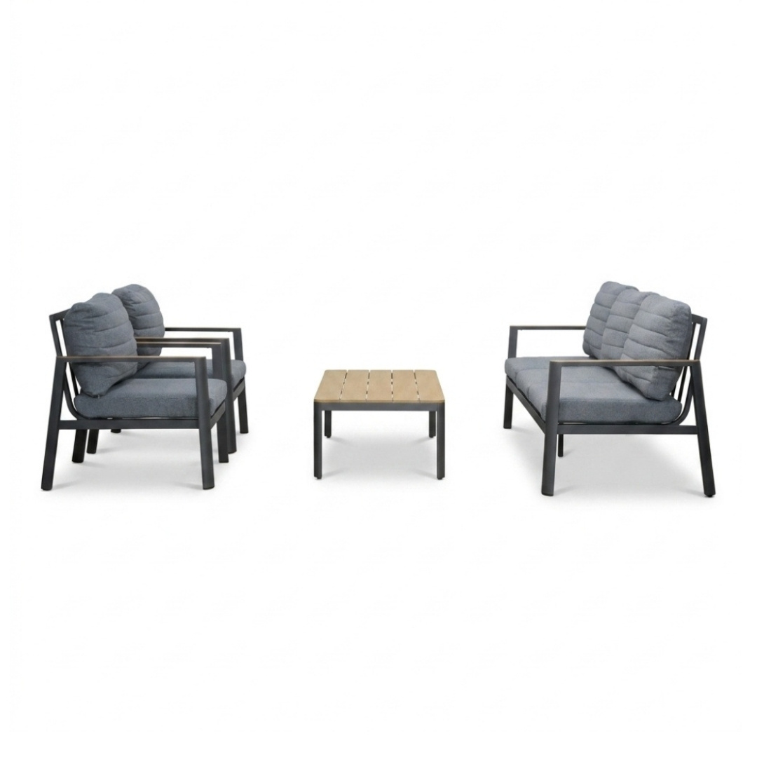 Tokyo stoel-bank loungeset 5 personen incl. tafel  | aluminium + polywood | antraciet | 4-delig