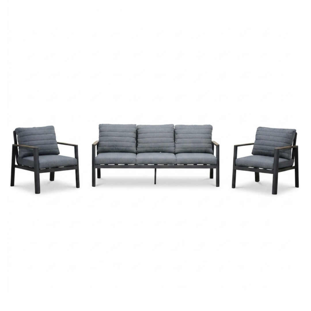 Tokyo stoel-bank loungeset 5 personen | aluminium + polywood | antraciet | 3-delig