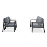 Tokyo stoel-bank loungeset 5 personen | aluminium + polywood | antraciet | 3-delig