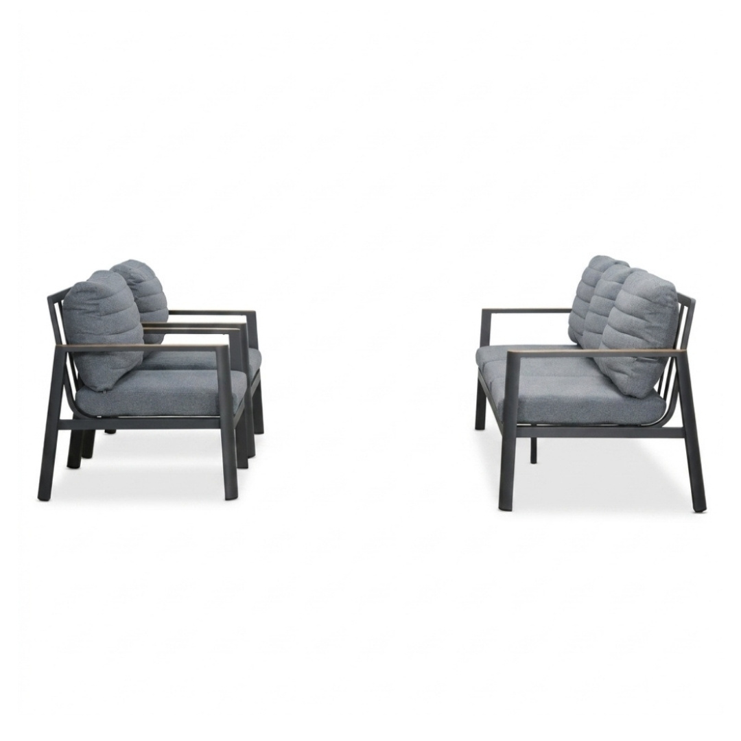 Tokyo stoel-bank loungeset 5 personen | aluminium + polywood | antraciet | 3-delig