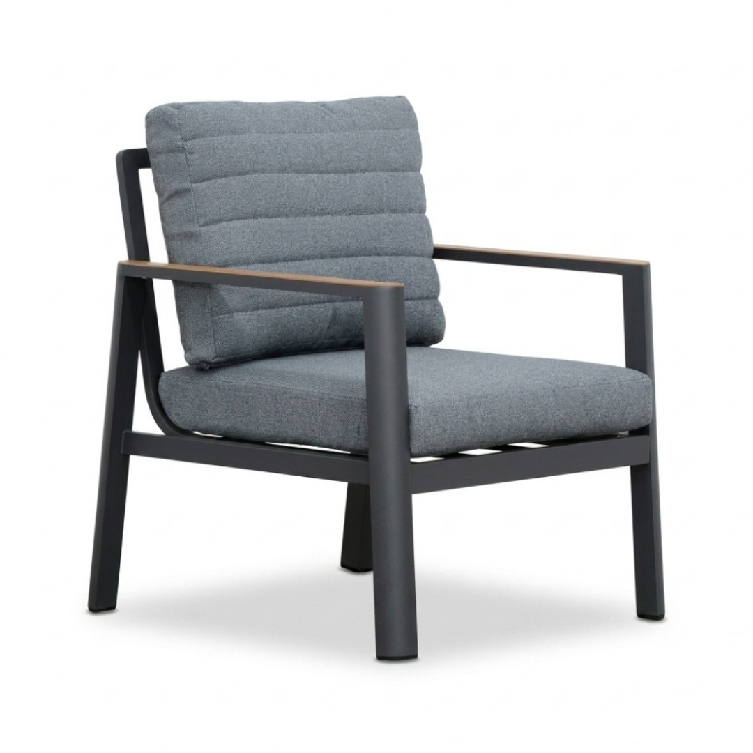 Tokyo stoel-bank loungeset 5 personen | aluminium + polywood | antraciet | 3-delig