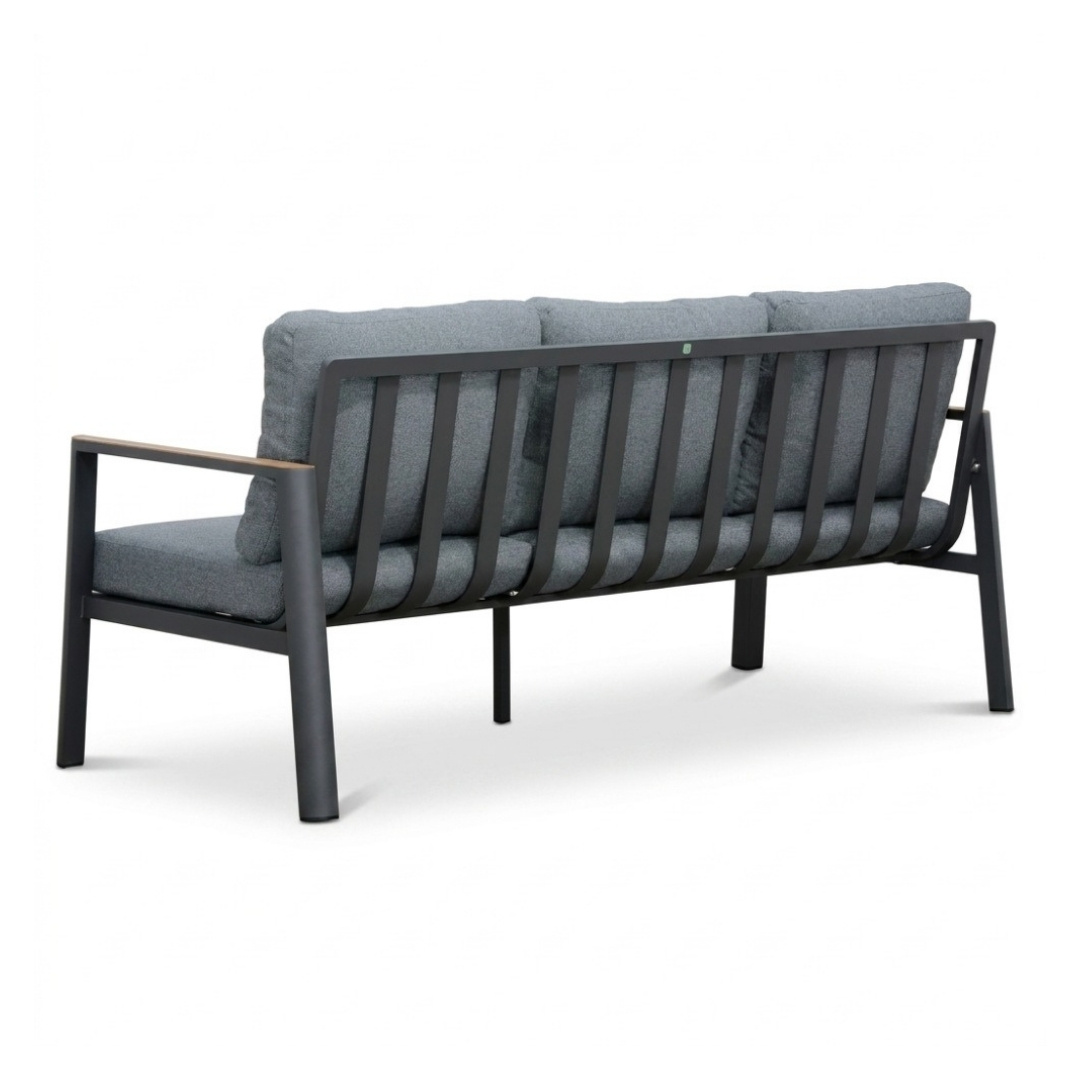 Tokyo stoel-bank loungeset 5 personen | aluminium + polywood | antraciet | 3-delig