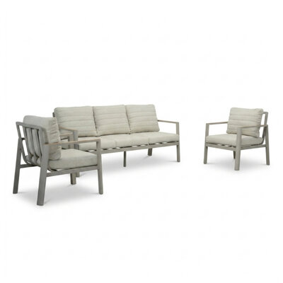 Tokyo stoel-bank loungeset 5 personen | aluminium + polywood | beige | 3-delig