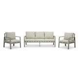 Tokyo stoel-bank loungeset 5 personen | aluminium + polywood | beige | 3-delig