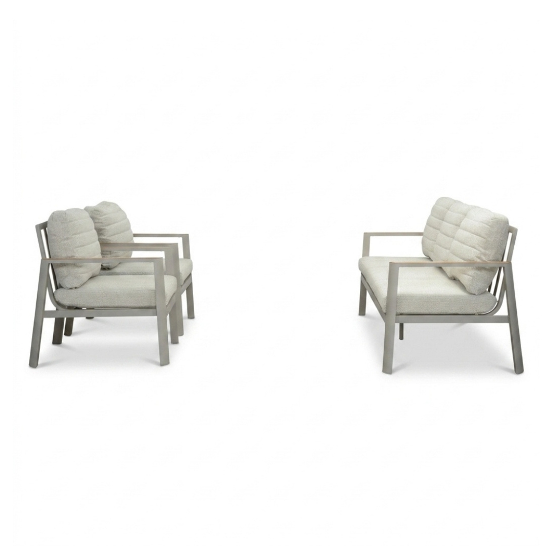 Tokyo stoel-bank loungeset 5 personen | aluminium + polywood | beige | 3-delig