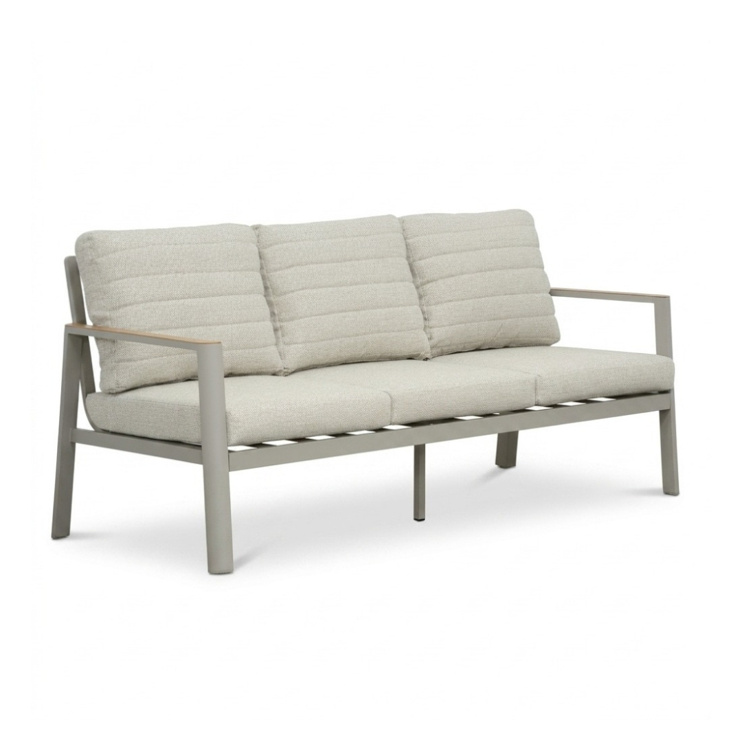 Tokyo stoel-bank loungeset 5 personen | aluminium + polywood | beige | 3-delig