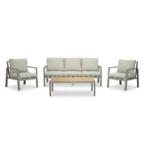 Tokyo stoel-bank loungeset 5 personen incl. tafel | aluminium + polywood | beige | 4-delig