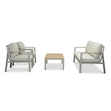 Tokyo stoel-bank loungeset 5 personen incl. tafel | aluminium + polywood | beige | 4-delig