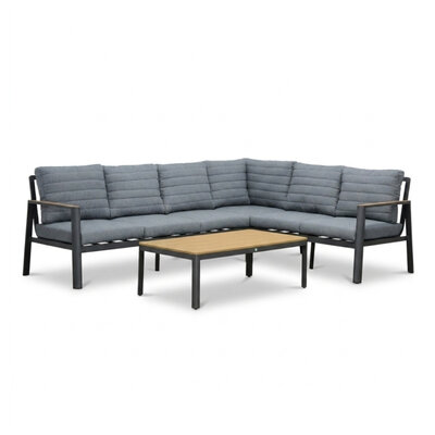 Tokyo hoek loungeset 6 personen incl. tafel | aluminium + polywood | antraciet | 4-delig - 264x204cm