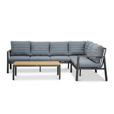 Tokyo hoek loungeset 6 personen incl. tafel | aluminium + polywood | antraciet | 4-delig - 264x204cm