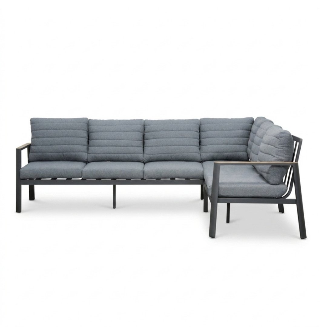 Tokyo hoek loungeset 6 personen | aluminium + polywood | antraciet | 3-delig - 264x204cm