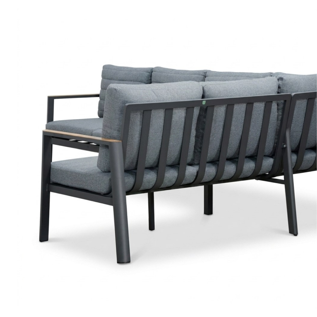 Tokyo hoek loungeset 6 personen | aluminium + polywood | antraciet | 3-delig - 264x204cm