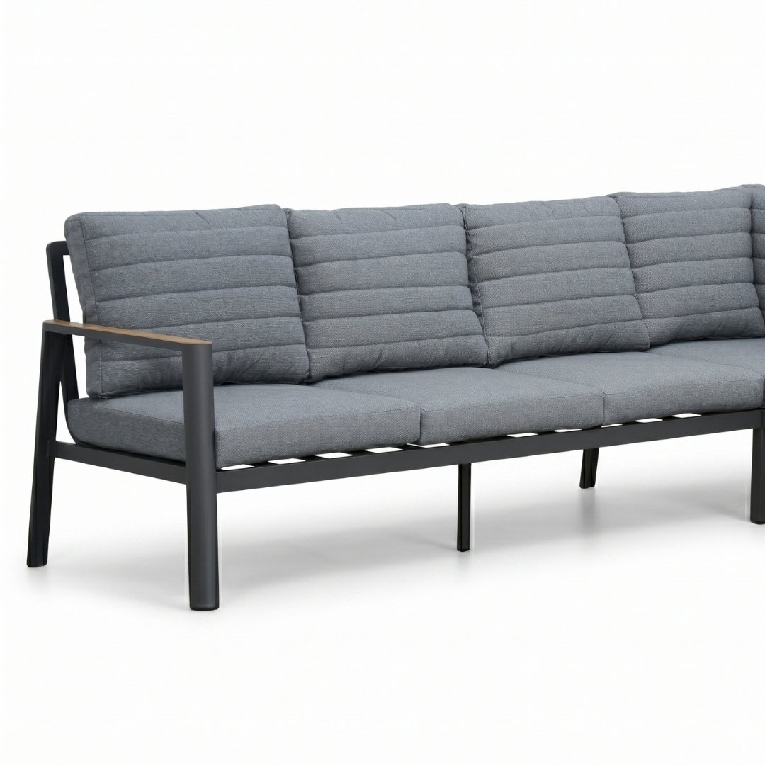 Tokyo hoek loungeset 6 personen | aluminium + polywood | antraciet | 3-delig - 264x204cm