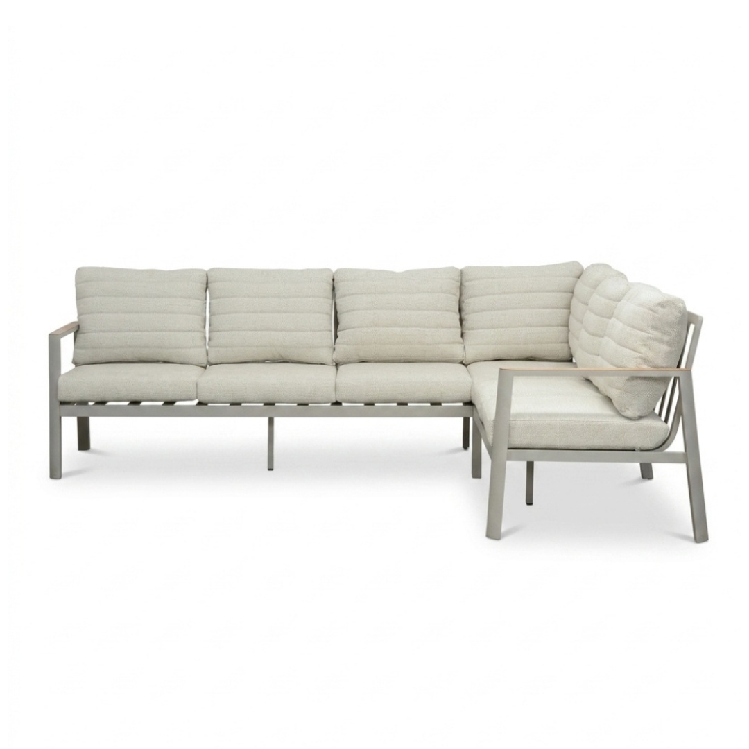 Tokyo hoek loungeset 6 personen | aluminium + polywood | beige | 3-delig - 264x204cm