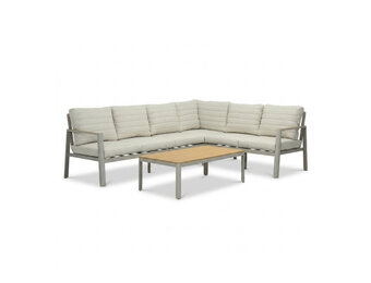 Tokyo hoek loungeset 6 personen incl. tafel | aluminium + polywood | beige | 4-delig - 264x204cm