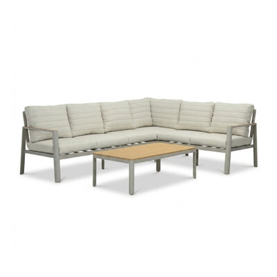 Tokyo hoek loungeset 6 personen incl. tafel | aluminium + polywood | beige | 4-delig - 264x204cm