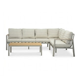 Tokyo hoek loungeset 6 personen incl. tafel | aluminium + polywood | beige | 4-delig - 264x204cm