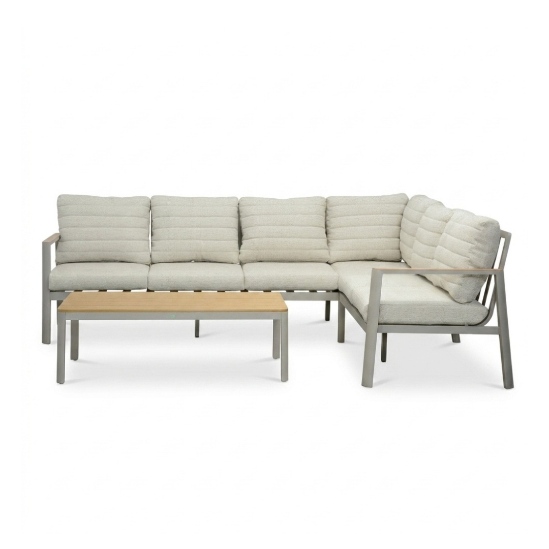 Tokyo hoek loungeset 6 personen incl. tafel | aluminium + polywood | beige | 4-delig - 264x204cm