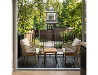 Bella lounge balkonset 2 personen | touw + hardhout | zand | 3-delig