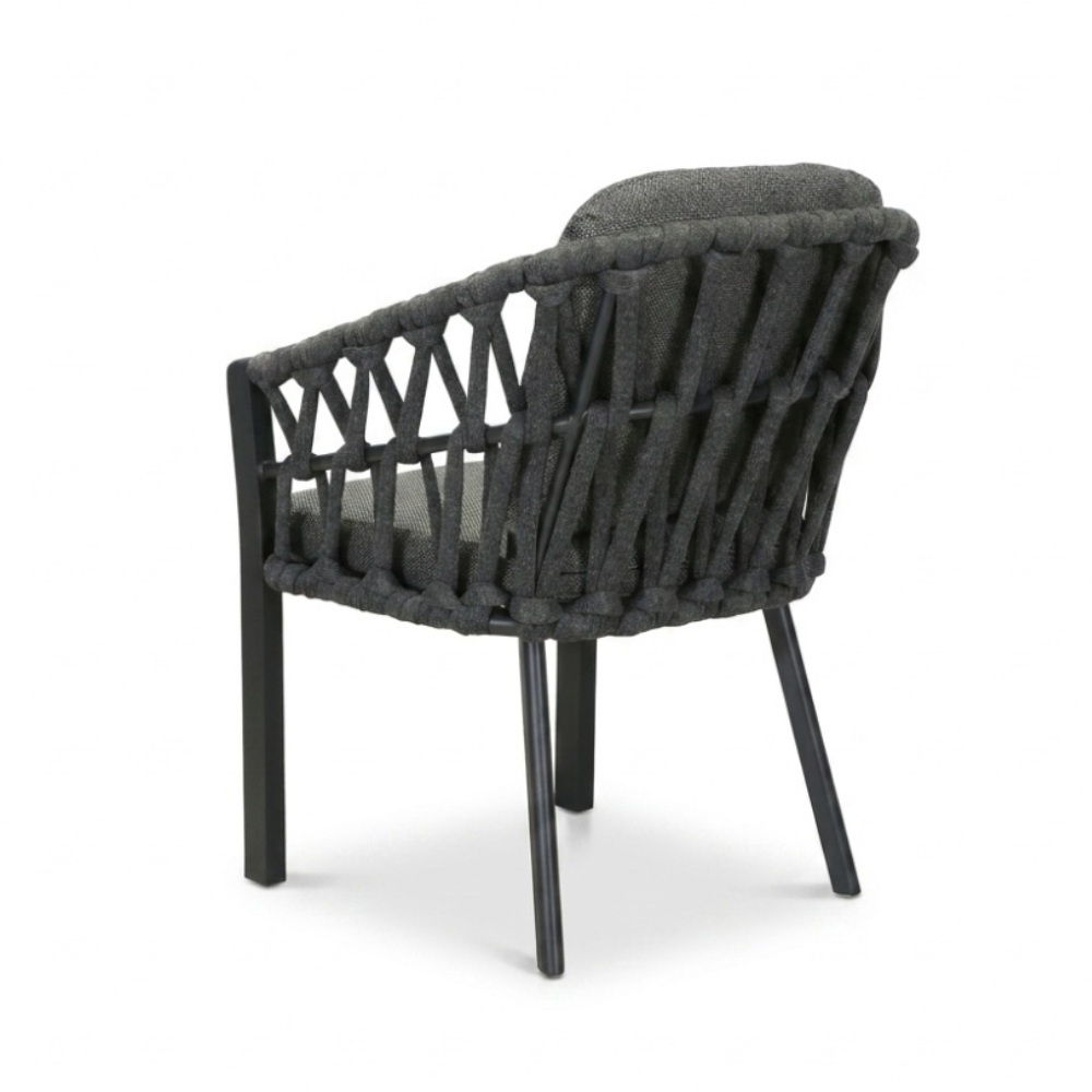 Marina dining tuinstoel | touw + aluminium | antraciet