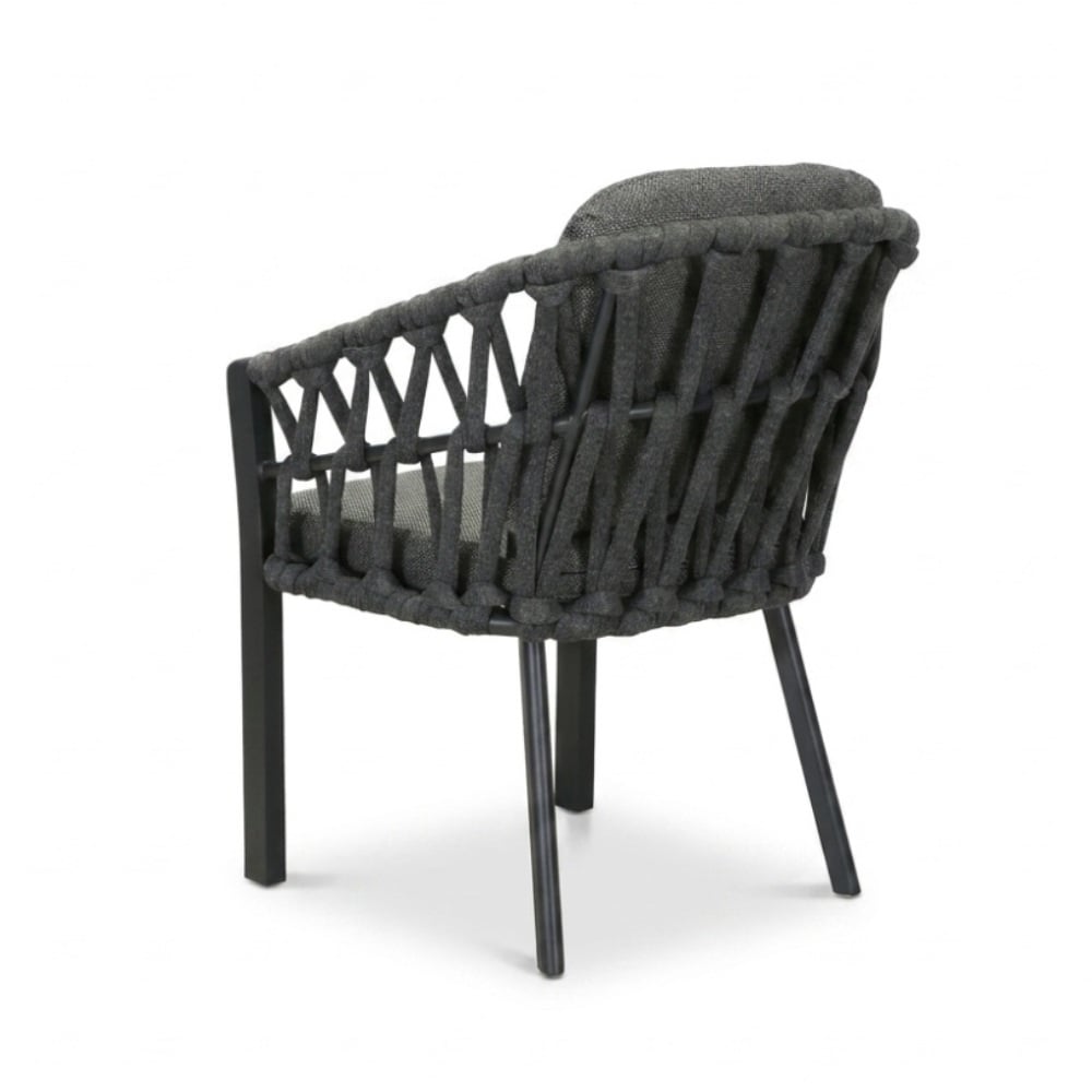 Marina dining tuinstoel | touw + aluminium | antraciet