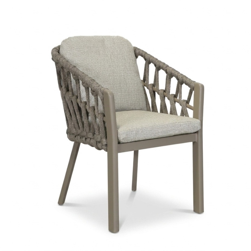 Marina dining tuinstoel | touw + aluminium | beige