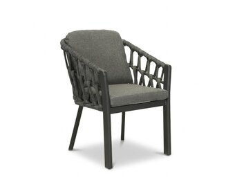 Marina dining tuinstoel | touw + aluminium | antraciet